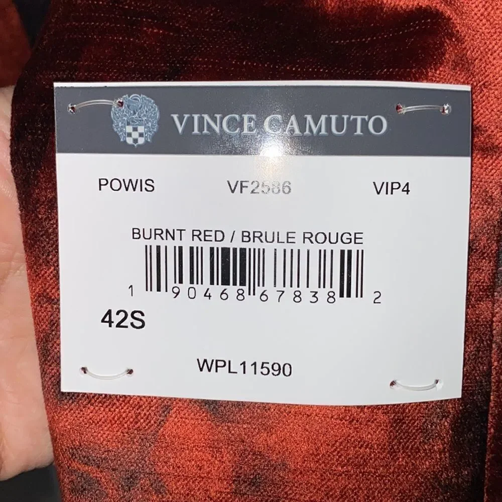 Vince Camuto Powis Satin Shawl Lapel Dinner Jacket In Burnt Red Brule Rouge 42S